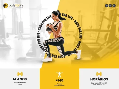 Página inicial do site Body For Life - Academia