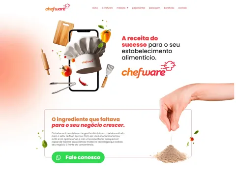 Página inicial do site chefware - Sistema para Delivery's