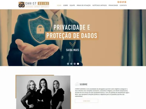 Página inicial do site Christ Boing Advogados
