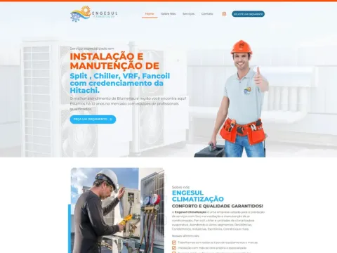 Página inicial do site Engesul Climatização