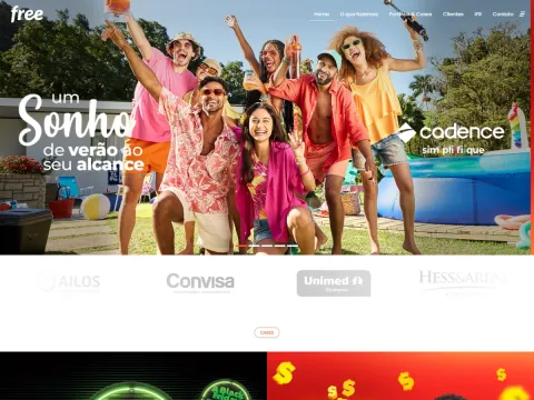 Página inicial do site Free Multiagência