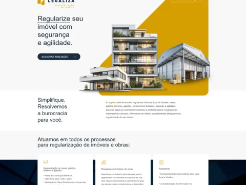 Página inicial do site Legaliza Imóveis