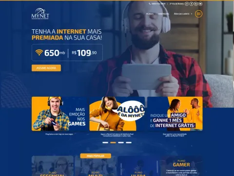 Página inicial do site Mynet Internet